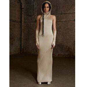 NWT RtA Hooded Jersey Maxi Dress in Taupe Sz Small